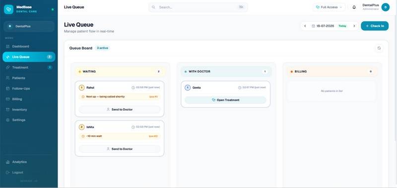 Patient queue and medical records interface